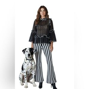 Black Lace Women's Top W/Ruffles & Trim Details-Sheer,so need tank under!